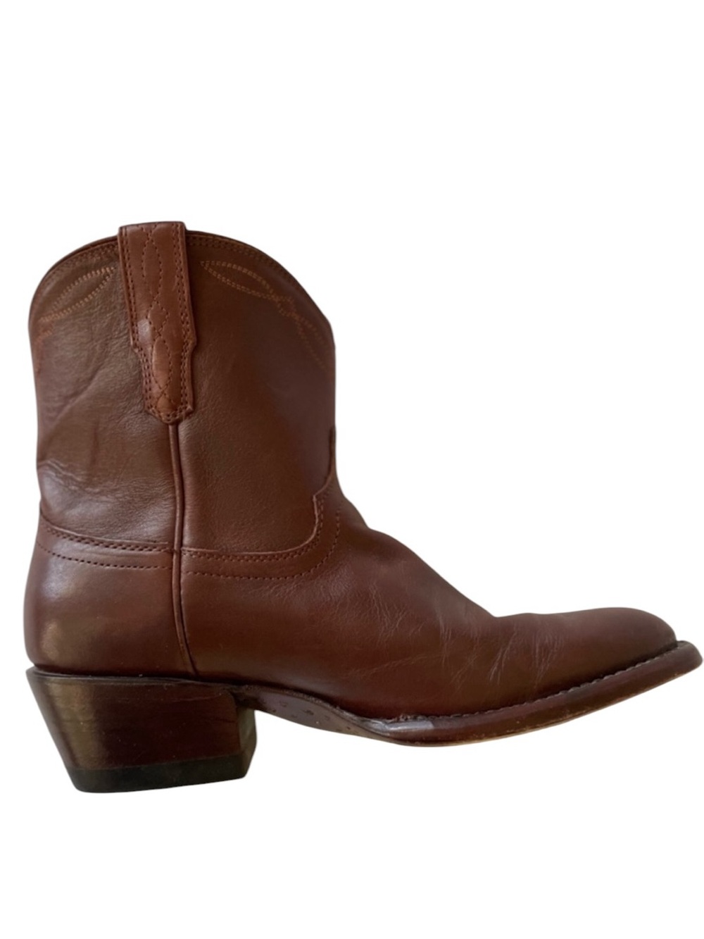 Tecovas Brown Leather Western Ankle Boots-Penny Boot - Picture 3 of 9